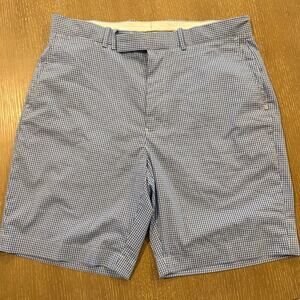 RLX Ralph Lauren Shorts Mens 34 Blue White Gingham Check Golf Chino